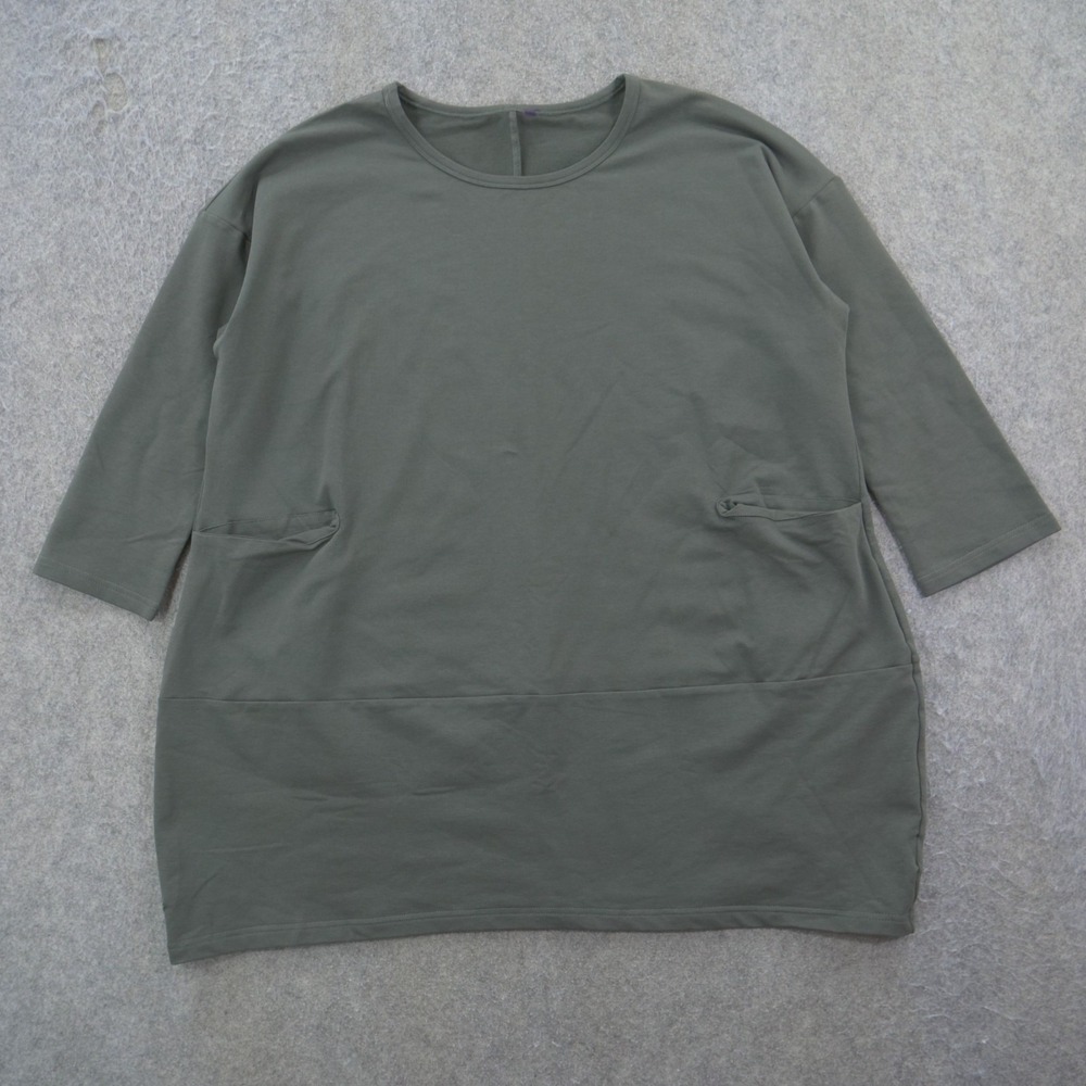 Mordenmiss Top Womens Medium Gray Oversized 1/2 Sleeve Minimalist Blouse